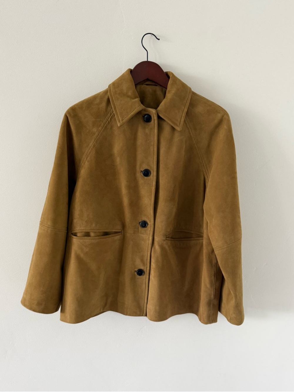 Zara Suede Button-Front Jacket in Tan